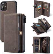 💼 iphone 11 wallet case by caseme – premium pu leather, zipper closure & detachable, magnetic phone case (6.1 inches) wallet clutch purse with card slots, brown – ideal for women and men logo