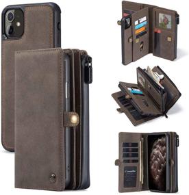 img 4 attached to 💼 iPhone 11 Wallet Case by CaseMe – Premium PU Leather, Zipper Closure & Detachable, Magnetic Phone Case (6.1 inches) Wallet Clutch Purse with Card Slots, Brown – Ideal for Women and Men