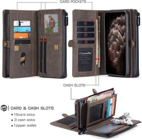 img 2 attached to 💼 iPhone 11 Wallet Case by CaseMe – Premium PU Leather, Zipper Closure & Detachable, Magnetic Phone Case (6.1 inches) Wallet Clutch Purse with Card Slots, Brown – Ideal for Women and Men