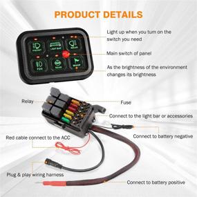 img 3 attached to 🚦 Auxbeam 6 Gang Switch Panel with Automatic Dimmable LED On-Off Function - Car Switch Panel Electronic Relay System Circuit Control Box with LED Touch Switch - Universal for Truck ATV UTV Boat Marine SUV Car with Green Light