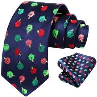 🎄 hisdern christmas necktie and pocket square set: perfect men's accessories for ties, cummerbunds & pocket squares logo