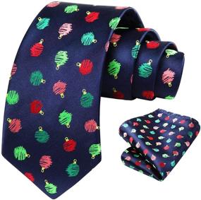 img 4 attached to 🎄 HISDERN Christmas Necktie and Pocket Square Set: Perfect Men's Accessories for Ties, Cummerbunds & Pocket Squares