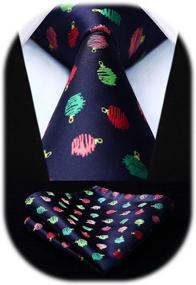 img 3 attached to 🎄 HISDERN Christmas Necktie and Pocket Square Set: Perfect Men's Accessories for Ties, Cummerbunds & Pocket Squares