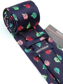 img 2 attached to 🎄 HISDERN Christmas Necktie and Pocket Square Set: Perfect Men's Accessories for Ties, Cummerbunds & Pocket Squares