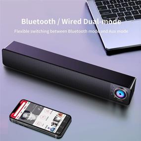 img 1 attached to 🔊 COOCAA Black Computer Speaker: USB Powered Mini Soundbar with Bluetooth, LED Light & Dual Speakers - Compatible for Desktop, PC, Cellphone, Tablet, Laptop
