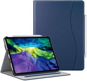 img 4 attached to 📱 Versatile Navy Fintie Case for iPad Pro 11" 2021 & 2020: Pencil Holder, Multi-Angle Viewing, Smart Stand Cover with Pocket, Auto Sleep/Wake [Supports Pencil 2nd Gen Charging]