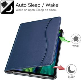 img 3 attached to 📱 Versatile Navy Fintie Case for iPad Pro 11" 2021 & 2020: Pencil Holder, Multi-Angle Viewing, Smart Stand Cover with Pocket, Auto Sleep/Wake [Supports Pencil 2nd Gen Charging]