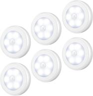 upgraded amir motion sensor light - cordless battery-powered led night light, stick-anywhere closet light - stair lights, wall lights for hallway, bedroom, kitchen (pack of 6, white) логотип