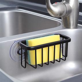 img 3 attached to SunnyPoint NeverRust Kitchen Sink Suction Holder: Durable Aluminum, Black, 🧼 6x2.5x2.75 inches - Ideal for Sponges, Scrubbers, Soap in Kitchen or Bathroom