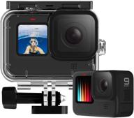 📸 ultimate waterproof case with 3-pack dive filter for gopro hero 10/9 black: unleash deep underwater adventures with red magenta filters and unmatched support for scuba diving, snorkeling, and deep diving - includes screw and bracket for gopro (single waterproof case) logo