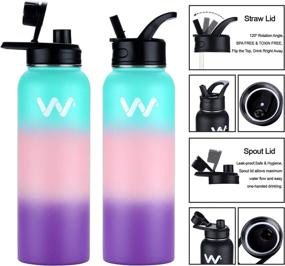 img 3 attached to Werewolves 32 oz Insulated Water Bottle - Wide Mouth Stainless Steel with Handles, Straw and Spout Lid - Reusable and Vacuum Sealed for Adults