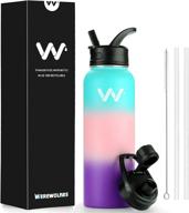 werewolves 32 oz insulated water bottle - wide mouth stainless steel with handles, straw and spout lid - reusable and vacuum sealed for adults логотип