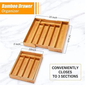 img 3 attached to 🗄️ Bellsal Bamboo Kitchen Drawer Organizer - Expandable Silverware Tray Holder for Utensils, Cutlery, and Flatware in Kitchen, Bedroom, or Office