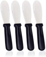 4-piece wide blade stainless steel butter spreader knives with black plastic handles - ideal for sandwiches, condiments, soft cheese - bread knives set logo