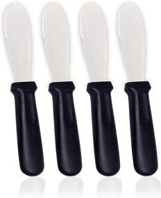 img 4 attached to 4-Piece Wide Blade Stainless Steel Butter Spreader Knives with Black Plastic Handles - Ideal for Sandwiches, Condiments, Soft Cheese - Bread Knives Set