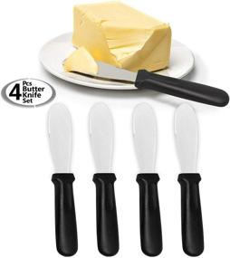 img 3 attached to 4-Piece Wide Blade Stainless Steel Butter Spreader Knives with Black Plastic Handles - Ideal for Sandwiches, Condiments, Soft Cheese - Bread Knives Set