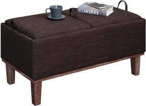 img 2 attached to 🏮 Convenience Concepts Brentwood Storage Ottoman, Mocha Faux Linen with Brown Trays: Designs4Comfort