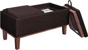 img 1 attached to 🏮 Convenience Concepts Brentwood Storage Ottoman, Mocha Faux Linen with Brown Trays: Designs4Comfort