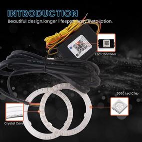 img 2 attached to 🚘 EverBrightt 1 комплект 80MM Angel Eyes LED Halo Rings Lights для автомобильного фары Лампа для дневного света с многоколорным RGB, управление по Bluetooth через мобильное приложение, 5050 Chips Circle Ring, DC 12V