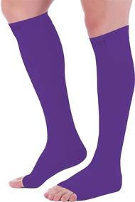 img 1 attached to 🧦 Open Toe Compression Socks by Doc Miller - 1 Pair with 20-30 mmHg Support | Wide Calf & Plus Size Stockings