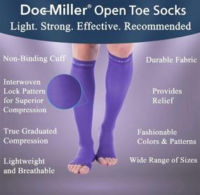 img 2 attached to 🧦 Open Toe Compression Socks by Doc Miller - 1 Pair with 20-30 mmHg Support | Wide Calf & Plus Size Stockings