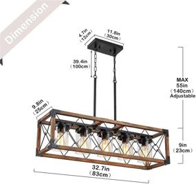img 1 attached to 🏡 Стильная островная люстра Trongee с стеклянными плафонами, линейная деревянная подвесная люстра с черным металлическим отделкой для кухонного острова, столовой, фермерской кухни, гостиной.