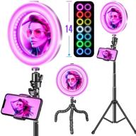 🌟 versatile rgb ring light with tripod stand and phone holder: dimmable led lighting for makeup, youtube, tiktok, and photography - compatible with iphone and android logo