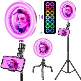 img 4 attached to 🌟 Versatile RGB Ring Light with Tripod Stand and Phone Holder: Dimmable LED Lighting for Makeup, YouTube, Tiktok, and Photography - Compatible with iPhone and Android