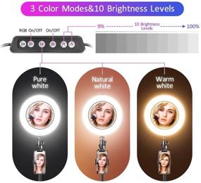 img 3 attached to 🌟 Versatile RGB Ring Light with Tripod Stand and Phone Holder: Dimmable LED Lighting for Makeup, YouTube, Tiktok, and Photography - Compatible with iPhone and Android