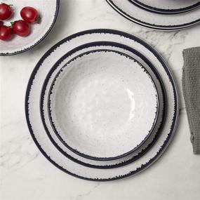 img 1 attached to 🍽️ Durable Melamine Dinnerware Set: 12 Piece Outdoor Dishwasher Safe Plates and Bowls