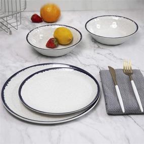 img 2 attached to 🍽️ Durable Melamine Dinnerware Set: 12 Piece Outdoor Dishwasher Safe Plates and Bowls