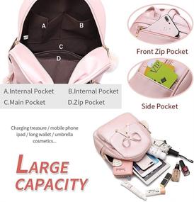 img 1 attached to Cute Bowknot Leather Backpack for Girls, Women's Mini Purse with Satchel School Bags for Casual Travel Daypacks