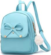 cute bowknot leather backpack for girls, women's mini purse with satchel school bags for casual travel daypacks logo