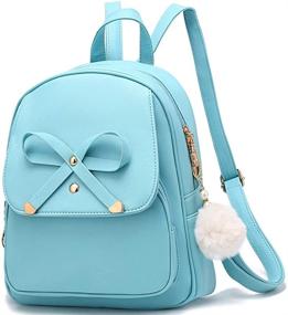 img 4 attached to Cute Bowknot Leather Backpack for Girls, Women's Mini Purse with Satchel School Bags for Casual Travel Daypacks