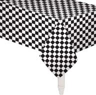 🏁 party-perfect disposable checkered racing table covers - 6 pack of black & white checkered flag tablecloth logo