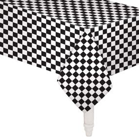 img 1 attached to 🏁 Party-perfect Disposable Checkered Racing Table Covers - 6 Pack of Black & White Checkered Flag Tablecloth