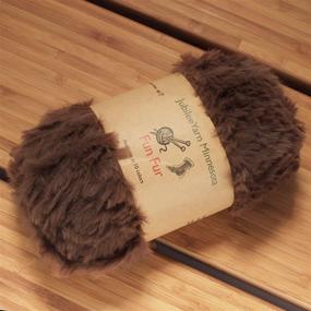 img 3 attached to BambooMN Chestnut Brown Chunky Fluffy Faux Fur Eyelash Yarn 🎋 - 100% Polyester - 100g per Skein - Set of 2 Skeins