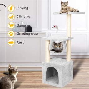 img 2 attached to 🐱 Deluxe 36-inch Cat Tree Climbing Tower Condo House with Sisal Scratching Posts - Kitten Activity Centre Playhouse, Pet Furniture Cat Tower with Padded Condo, Tunnel, and Mouse Toy