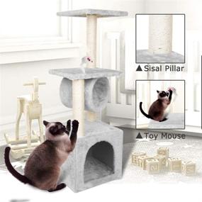 img 1 attached to 🐱 Deluxe 36-inch Cat Tree Climbing Tower Condo House with Sisal Scratching Posts - Kitten Activity Centre Playhouse, Pet Furniture Cat Tower with Padded Condo, Tunnel, and Mouse Toy