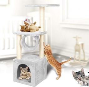 img 3 attached to 🐱 Deluxe 36-inch Cat Tree Climbing Tower Condo House with Sisal Scratching Posts - Kitten Activity Centre Playhouse, Pet Furniture Cat Tower with Padded Condo, Tunnel, and Mouse Toy