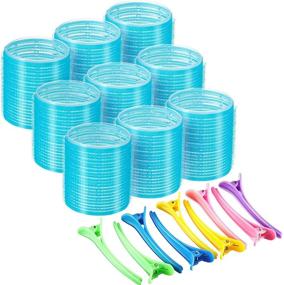 img 1 attached to 🎀 Jumbo Self Grip Hair Rollers Set with Duck Teeth Bows - 55mm, 18 Pieces