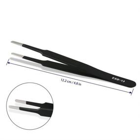 img 1 attached to 🔧 Professional ESD Tweezers Set: Anti-Static Stainless Steel for Eyelash Extension, Electronics & Jewelry-Making - Straight and Curved Tips - Black (4 Pcs)