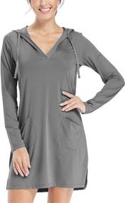 img 4 attached to Women's Long Sleeve Sun Protection Shirt Dress – UPF 50+ Cover-Up Dress for Beach, Hiking, and Outdoor Activities