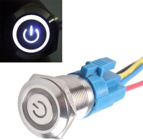 img 4 attached to ESUPPORT 16Mm 12V 3A Power Symbol Angel Eye Halo Car White LED Light Metal Push Button Toggle Switch Socket Plug Wire