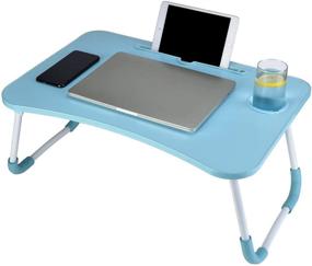 img 4 attached to Portable Foldable Table，Breakfast Standing Desk（Blue）
