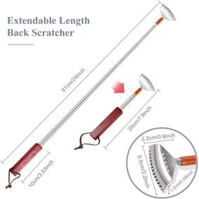 img 2 attached to 🖐️ Extendable Back Scratcher with Long Wood Handle and Hanging Strap for Men and Women - Upgraded Steel Wider Claw Compact Back Massager