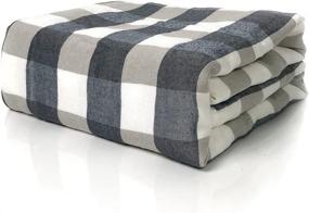 img 4 attached to 🌿 Two-Layer Bamboo Fiber Gauze Cooling Blanket - Soft, Breathable & Lightweight Blanket for Hot Sleepers - Ideal for Outdoor, Camping - Double Sided Check Bamboo - 59 X 78 Inch - Blue