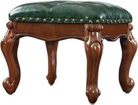 img 4 attached to 🪑 Zhengdaikang Green Leather Ottoman: Small Foot Stool and Upholstered Footrest for Living Room