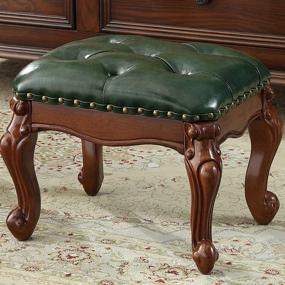 img 2 attached to 🪑 Zhengdaikang Green Leather Ottoman: Small Foot Stool and Upholstered Footrest for Living Room