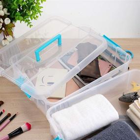 img 3 attached to BTSKY 2-Layer Stack & Carry Box: Portable Plastic Storage Container Organizer for Stationery, Sewing, Art Crafts, Jewelry, and Beauty Supplies - Blue